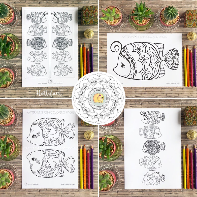 DECORATION Fish Coloring Pages to create Sun Catchers, Mobiles, Garlands and Wall Art image 5