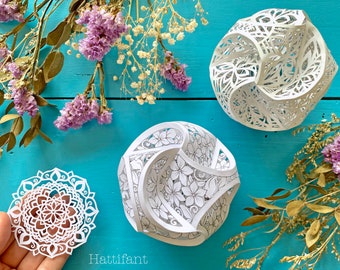 Papercut Digital Bundle (by hand) - Mandala and Triskele Paper Globes