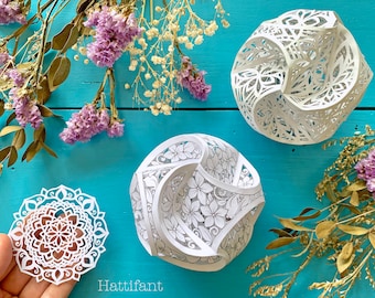 Papercut Digital Bundle (by hand) - Mandala and Triskele Paper Globes