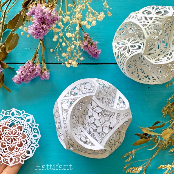 Papercut Digital Bundle (by hand) - Mandala and Triskele Paper Globes