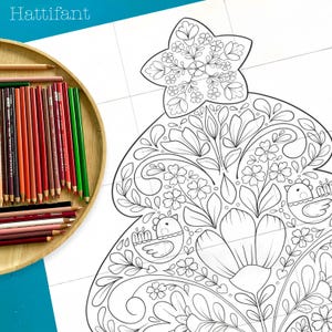 GIANT Poster | Christmas Tree 'Yule Tree' to Color - INSTANT Download