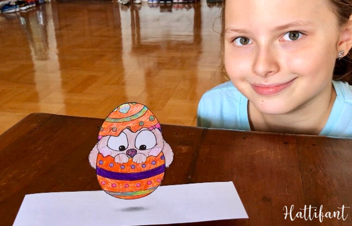 Anamorphic Easter Bunny Coloring Pages optical illusion | Etsy