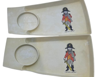 Vintage McDonald's Captain Crook Plastic Trays Set of 2 Tan 1970s Advertising