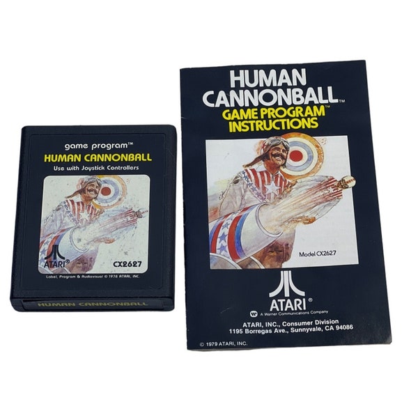 Human Cannonball Atari 2600/Atari 7800 Game and Manual