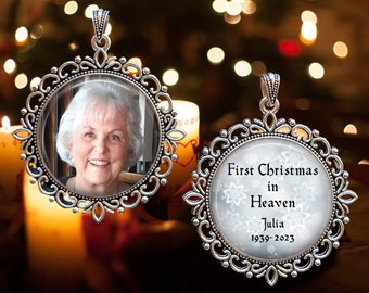 Personalized Memorial Ornament: First Christmas in Heaven, Photo Keepsake