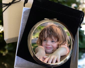Personalized Picture Pocket Mirror: Customized with Your Photo, Magnifying