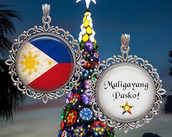 Philippines Flag Christmas Ornament: Maligayang Pasko, Filipino Holiday Decor