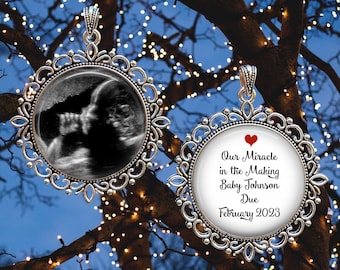 Baby Sonogram Christmas Ornament - Baby Reveal Ornament - Christmas Miracle Ornament - Keepsake Ornament - Ultrasound Ornament