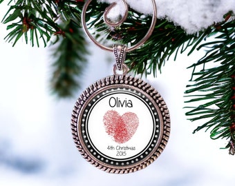 Fingerprint Ornament - Your Child's FINGERPRINT Christmas Ornament - Fingerprint Heart Ornament - Keepsake Christmas Ornament