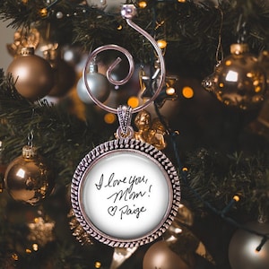 Handwriting Christmas Ornament: Personalized Keepsake, Antique Silver Finish