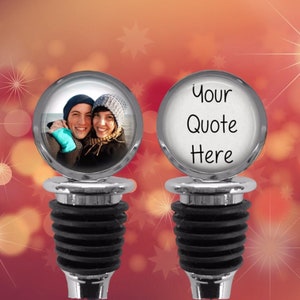 CUSTOM PHOTO Wine Stopper - 2-Sided Wine Saver - Personalized Wine Gift - Picture Bottle Stopper - Couples Anniversary - Handmade Barware