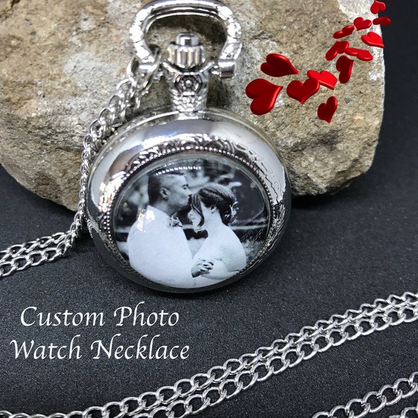 Photo Pocket Watch Necklace - Special Christmas Gift - Picture Pocket Watch - Gift for Mom - Grandma Gift - Pocket Watch Locket