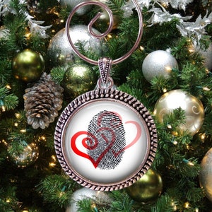 Personalized Fingerprint Christmas Ornament: Antique Silver Memorial Keepsake