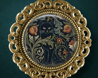 Black Cat Brooch: William Morris Pomegranate Pin