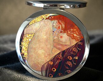 Gustav Klimt Danae Compact Mirror: Art Nouveau Lover Gift, Magnifying, Silver or Bronze