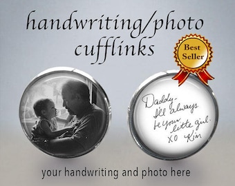 Handwriting Photo Cufflinks - Father of the Bride Cufflinks - Photo Cuff Links - Handwriting Cuff Links - Father of the bride gift