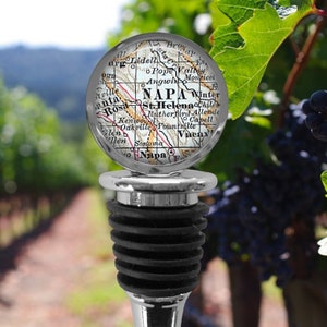 Bouchon de vin de carte NAPA - carte de la Californie - Sainte-Hélène bouchon de carte - pays viticole de Californie - carte de la Napa Valley - vin de mariage