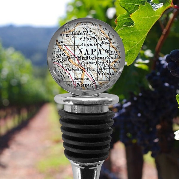 NAPA Map Wine Stopper - California Map - St. Helena Map Stopper - California Wine Country - Napa Valley Map - Wine Wedding Favor