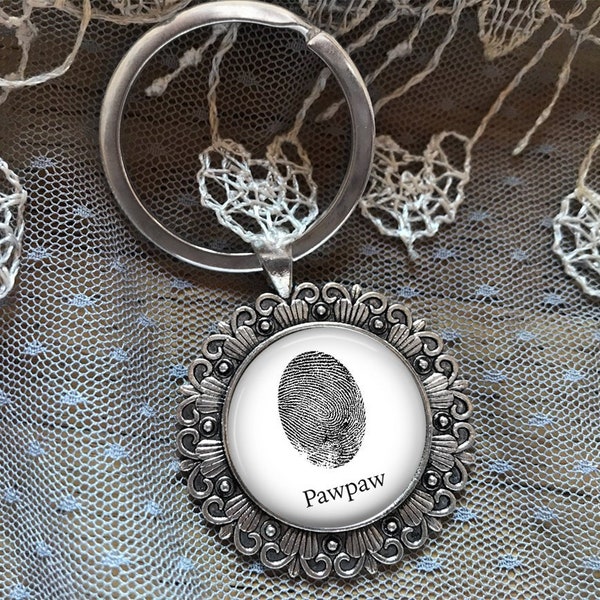 Fingerprint Keychain - Thumbprint Key Ring - Finger Print Gift - Keepsake for Her - Mother Keychain - Personalized Keychain - Custom Gift