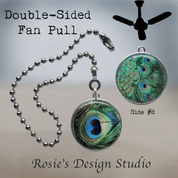 Download Peacock Light Fan Pull Green Peacock Feathers Lamp Chain Etsy