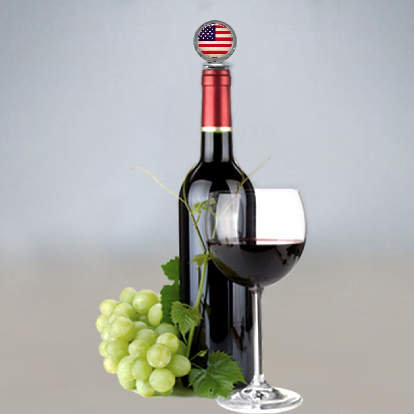 American Flag Custom Monogram Initial Wine Bottle Stopper 
