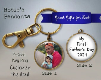 First Fathers Day Gift - Photo Keychain - First Time Dad - Personalized Fathers Day Gift - Picture Key Ring - Ama Gift