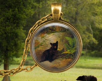 Bear Cub Necklace - William Holbrook Beard - Black Bears - Baby Bear Jewelry - Bear Lover Gift - Mother Gift Pendant - Wildlife Lover Gift