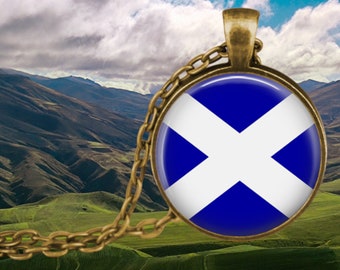 Bijoux drapeau écossais - Bijoux écossais - Pendentif drapeau écossais - Collier drapeau de l'Écosse - Édimbourg - Loch Ness - Highlanders