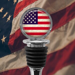 American Flag Wine Bottle Stopper: Patriotic Veteran Gift