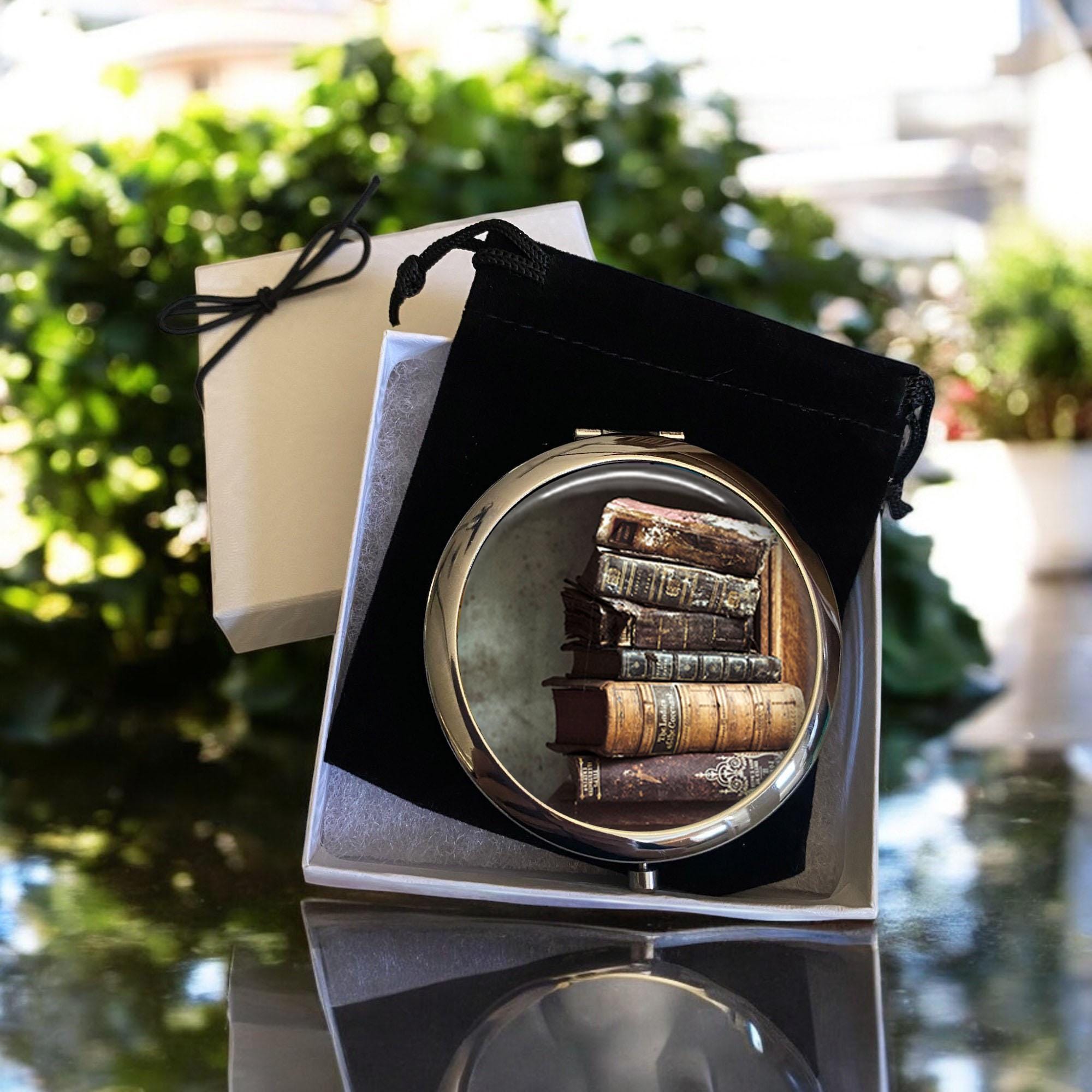 Antique Books Compact Mirror: Reader Gift, Librarian, Magnifying
