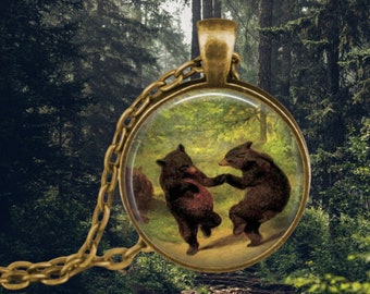 Dancing Bears - Bear Lover - Music Charm - Bear Jewelry - Wildlife Pendant - Ursa - Gifts for Her