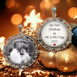 Couple&#39;s First Christmas PHOTO 2-SIDED Ornament - Our 1st Christmas Together Ornament - Newlywed Married Ornament - Picture Ornament