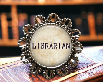 Librarian Brooch Pin - Gifts for Librarian - Library Badge - ID Badge - Reading Gift - Dewey Decimal System - Librarian Name Tag - Book