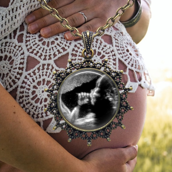 Baby Sonogram Necklace - Sonogram Ultrasound Jewelry - Baby Ultrasound Necklace - Baby Reveal Grandma Gift - Sonogram Pendant - Rainbow Baby