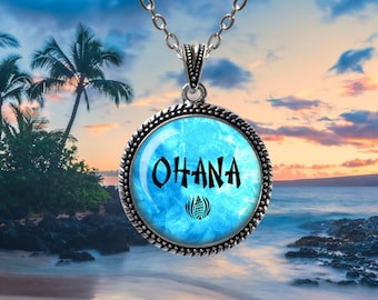 OHANA Pendant Necklace - Hawaiian Jewelry - Hawaiian Family - Ohana Jewelry - Ohana means Family - Hawaii Love - Oahu - Maui - Kauai