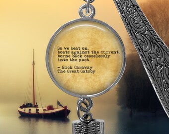 Gatsby Bookmark - Antique Silver Book Charm, Literary Gift
