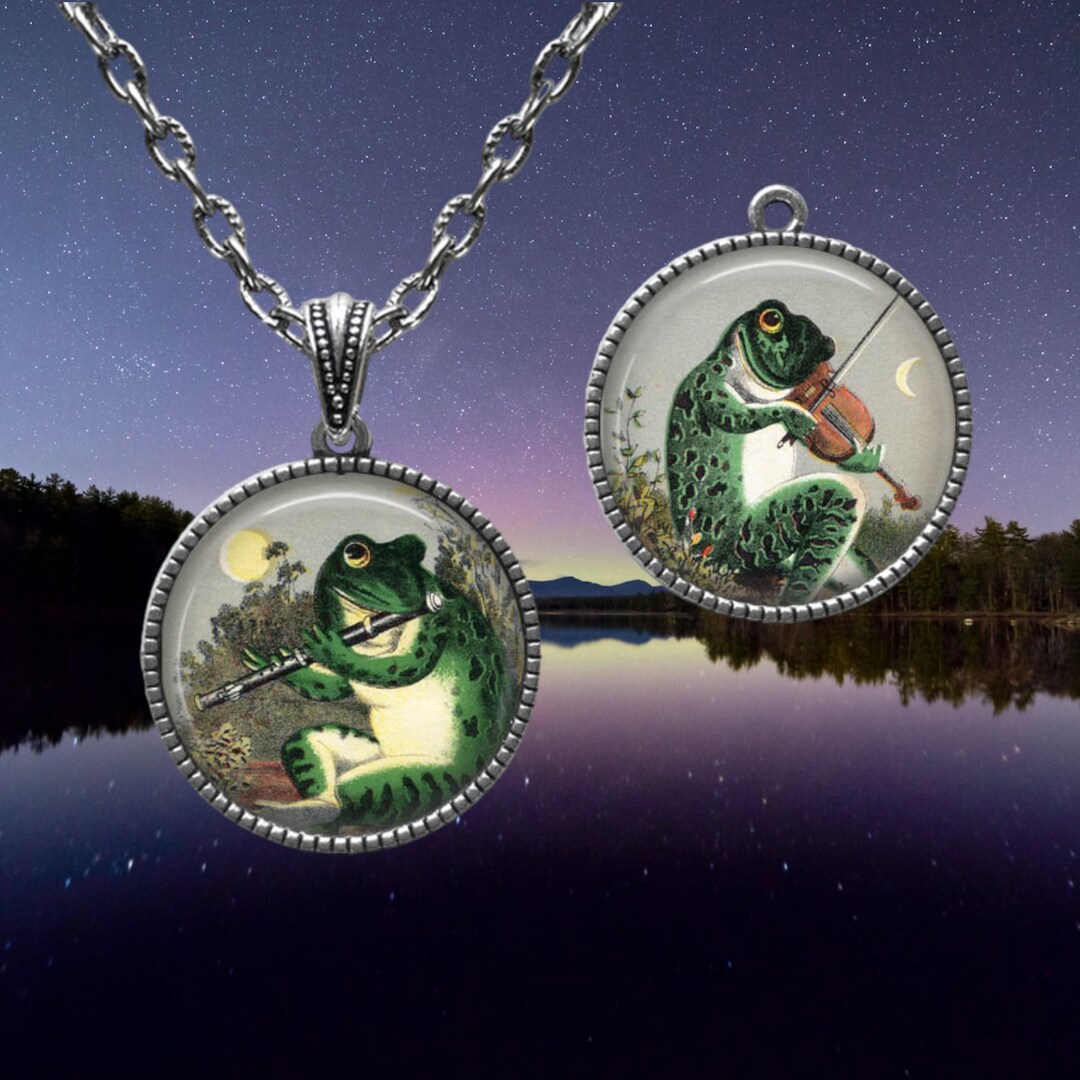 MUSICAL FROGS Pendant Necklace Frog Lover Jewelry Music Lover