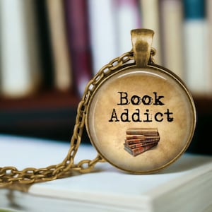 Book Addict Necklace - Reading Jewelry - Book Jewelry - Literature Gift - Library Lover Gift - Love of Books - Gift for Reader Love to Read