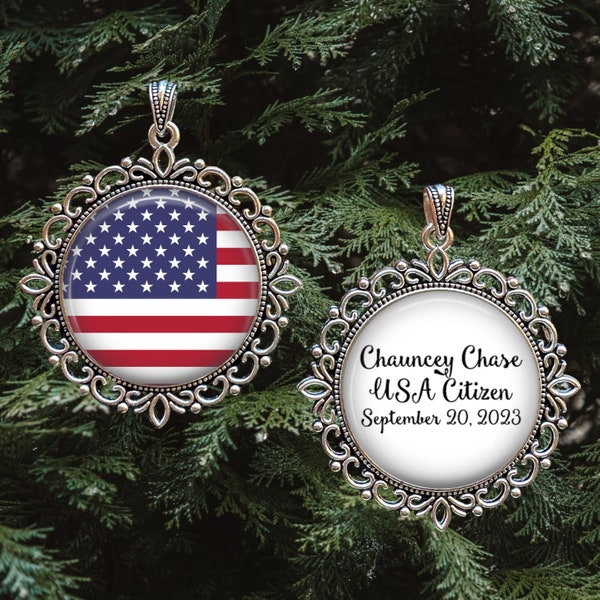 New American Citizen Personalized Christmas Ornament - United States Naturalization Gift - American Flag Ornament - USA Immigration