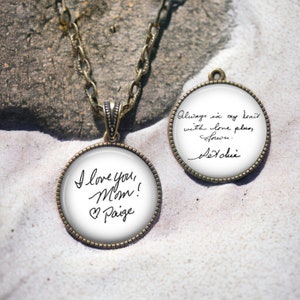 HANDWRITING Necklace - Two Different Messages - Handwritten - Written Message - Childs Handwriting - custom handwriting jewelry - keepsake
