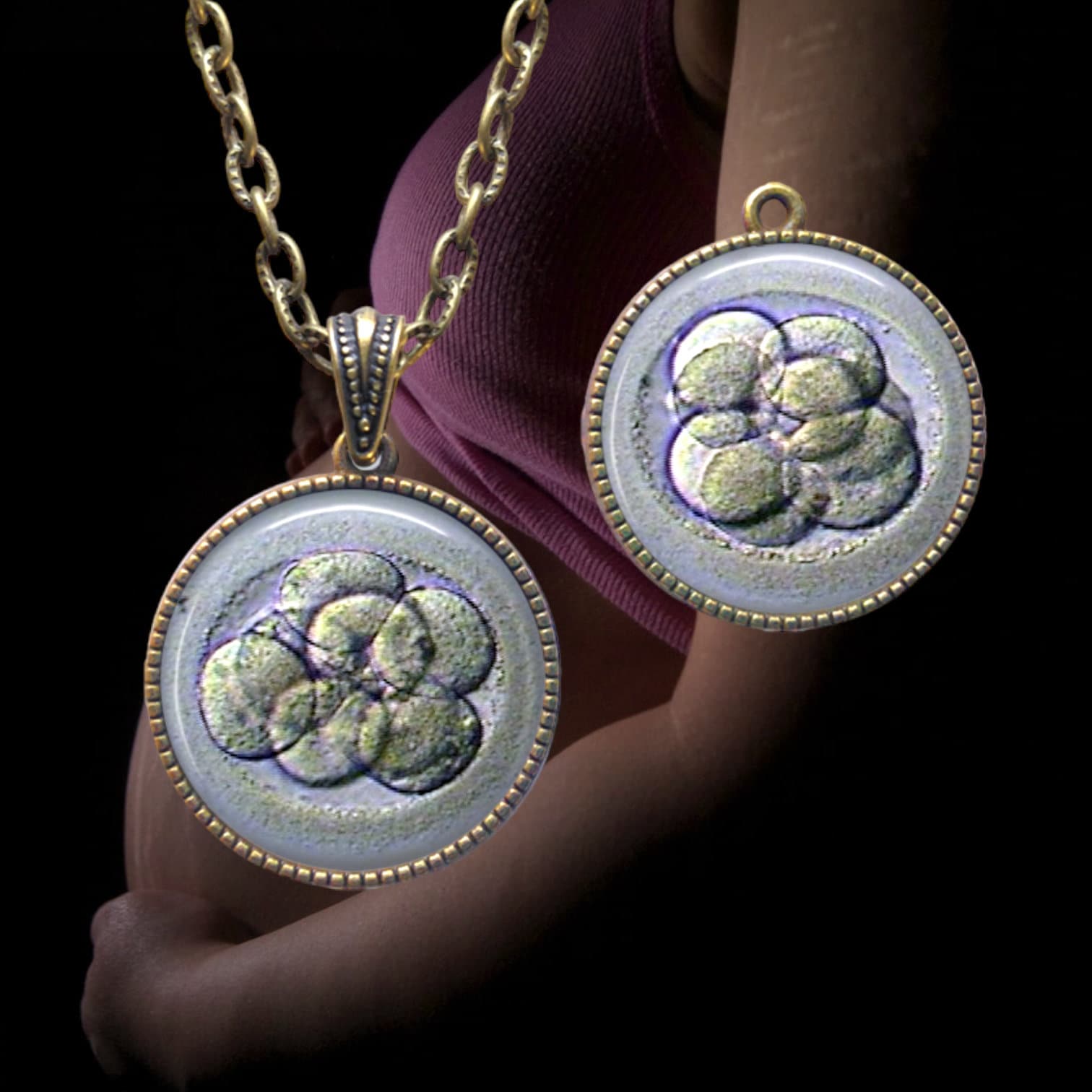 Custom Double-sided Embryo Pendant Necklace: IVF Keepsake Jewelry