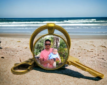 Personalized Photo Jewelry with YOUR OWN PHOTO Key Ring - Gift for Dad - Daddy and Me - Gift from Child