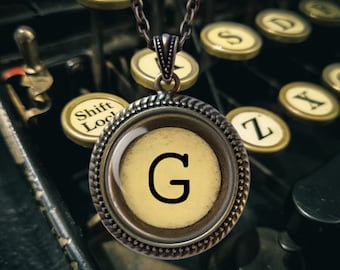 PERSONALIZED Vintage Typewriter Key IMAGE Initial or Number Jewelry - Choose your Initial - Monogram Necklace - Typewriter Key Pendant