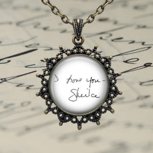 MEMORIAL HANDWRITING NECKLACE - Personalized Gifts - Tribute Keepsakes - Signature Jewelry - Family Memory Tribute