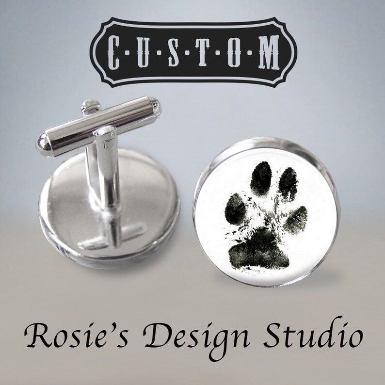 Dog Dad Gift Paw print Cuff Links Groom Cufflinks Dog Cufflinks Cat Cuff Links Pet Picture Cufflinks Pet Memorial Cuff Links