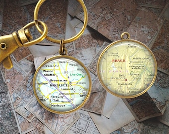 Custom Map Key Chain: Double Sided, Personalized Location Gift