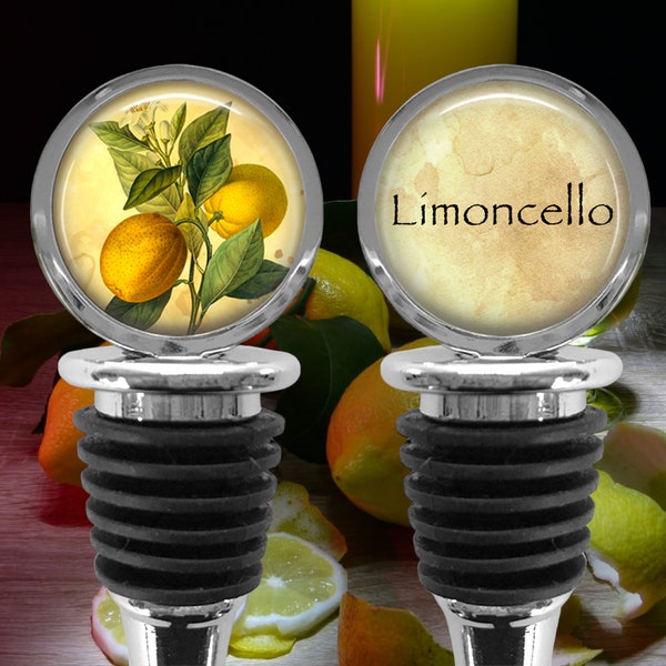 LIMONCELLO Bottle Stopper - Italian Wine Cork - Lemon Lover - Italian Mother - Liqueur - Italy Gifts - Yellow Gift - Kitchen Decor - Barware