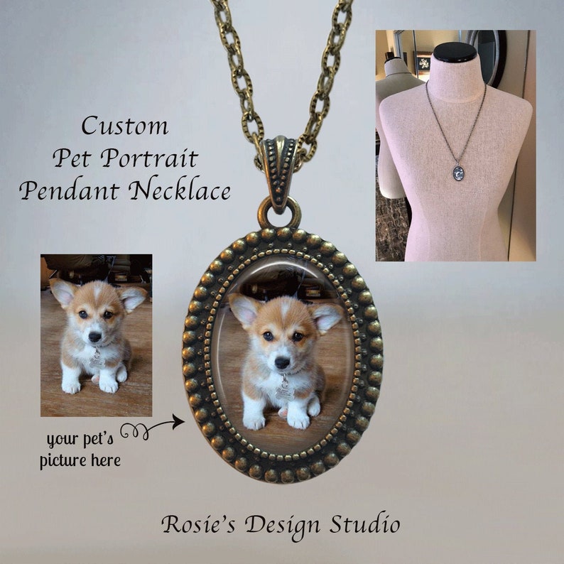 Pet Portrait Necklace Pet Picture Pendant Personalized Etsy