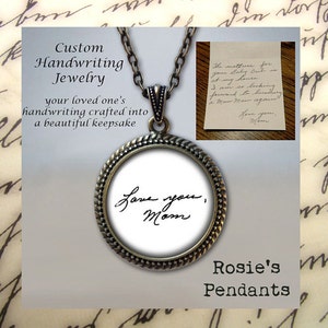 Handwriting Necklace Handwriting Jewelry Signature Jewelry Cursive Necklace Handwriting Pendant Handwriting Gift afbeelding 2