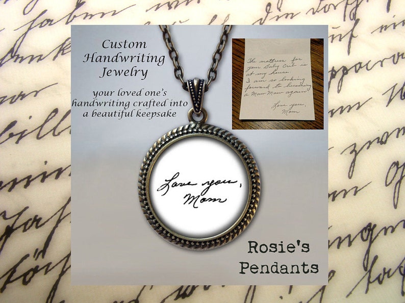 Handwriting Necklace Handwriting Jewelry Signature Jewelry Cursive Necklace Handwriting Pendant Handwriting Gift afbeelding 2